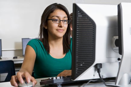 Teen Girl Working on Computer